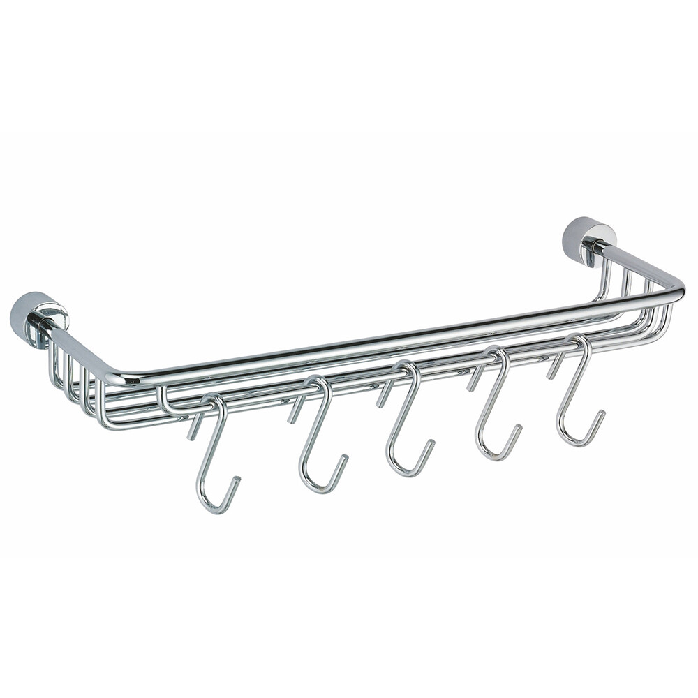 Изображение товара Полка для ванной WasserKraft Donau K-9400 с крючками 423х50х115 мм металл хром