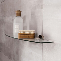 Полка для ванной WasserKraft Tauber K-64400 500х45х135 мм стекло/металл никель (K-64424) - фото 2