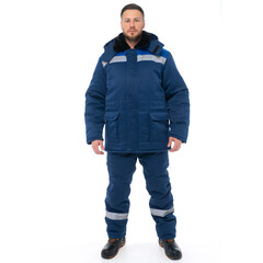 Изображение товара Костюм рабочий мужской утепленный Спрут Стандарт 56-58 рост 170-176 см темно-синий/васильковый