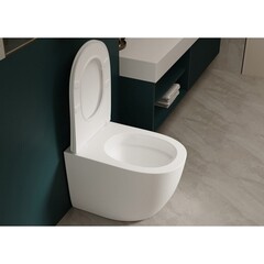 Унитаз напольный приставной Abber Bequem с горизонтальным выпуском с сиденьем дюропласт микролифт (AC1111TMW) - фото 4