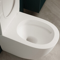 Унитаз напольный приставной Abber Bequem с горизонтальным выпуском с сиденьем дюропласт микролифт (AC1111TMW) - фото 5