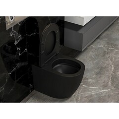 Унитаз напольный приставной Abber Bequem с горизонтальным выпуском с сиденьем дюропласт микролифт (AC1111TMB) - фото 7