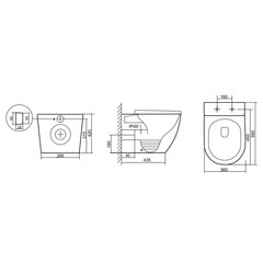 Унитаз напольный приставной Abber Bequem с горизонтальным выпуском с сиденьем дюропласт микролифт (AC1111TMB) - фото 3
