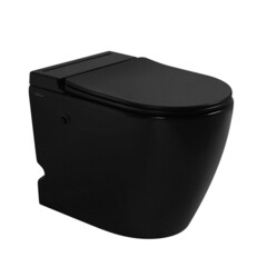 Унитаз напольный приставной Abber Bequem с горизонтальным выпуском с сиденьем дюропласт микролифт с импульсным смывом (AC1115PMB) - фото 8