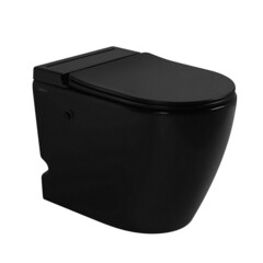 Унитаз напольный приставной Abber Bequem с горизонтальным выпуском с сиденьем дюропласт микролифт с импульсным смывом (AC1115PMB) - фото 1