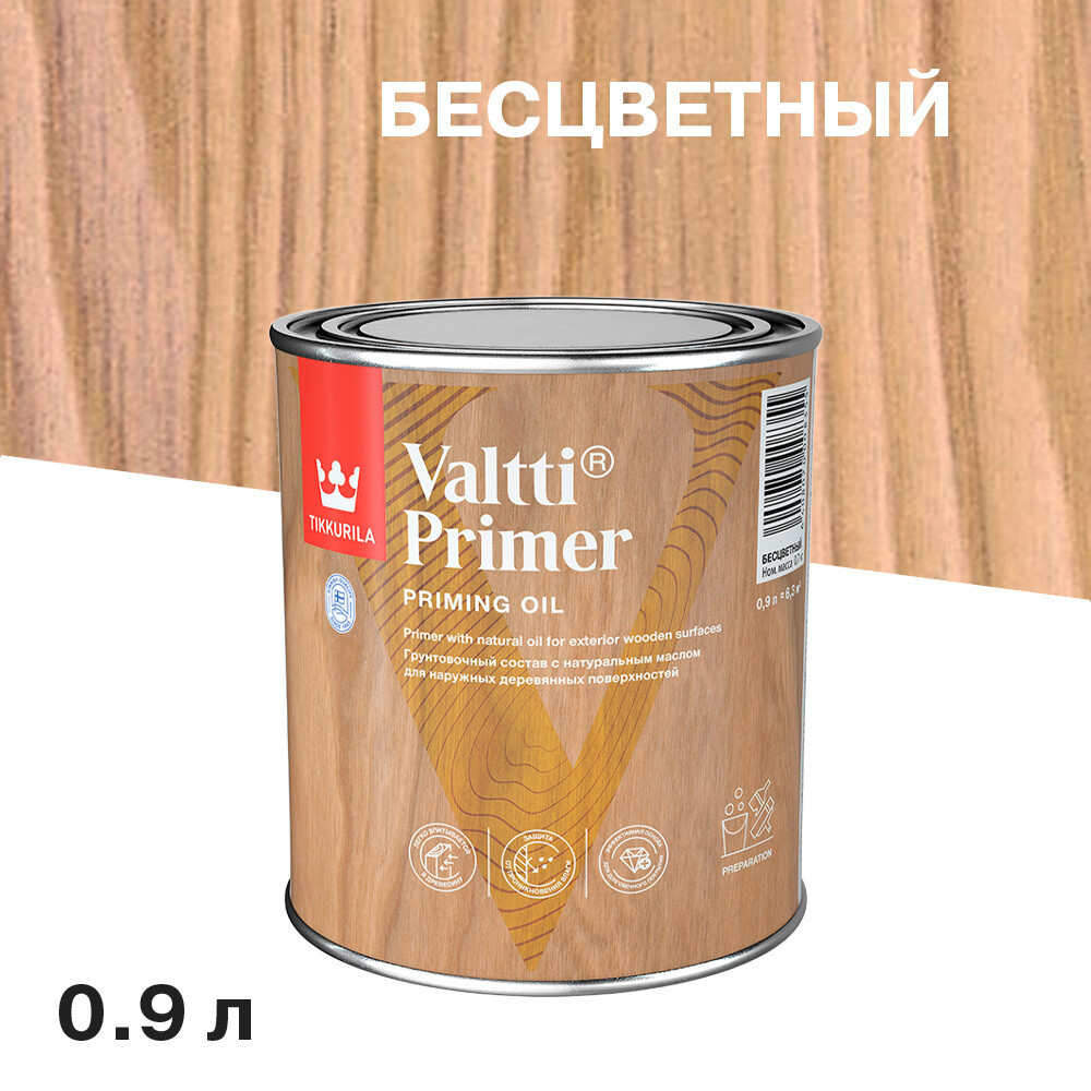 

Антисептик Tikkurila/Tikkivala Valtti Primer грунтовочный для дерева бесцветный 0,9 л