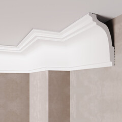 Плинтус потолочный из пенополистирола 85х60х2000 мм под натяжной потолок Солид С 39/85 - фото 4