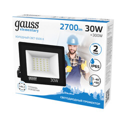 Прожектор светодиодный Gauss Elementary ДО-30 6500К 30 Вт IP65 черный - фото 6
