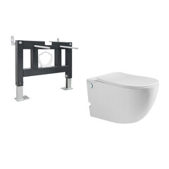 Изображение товара Комплект инсталляции Abber с унитазом Bequem и сиденьем микролифт с импульсным смывом (AC1105P-AC0101P)