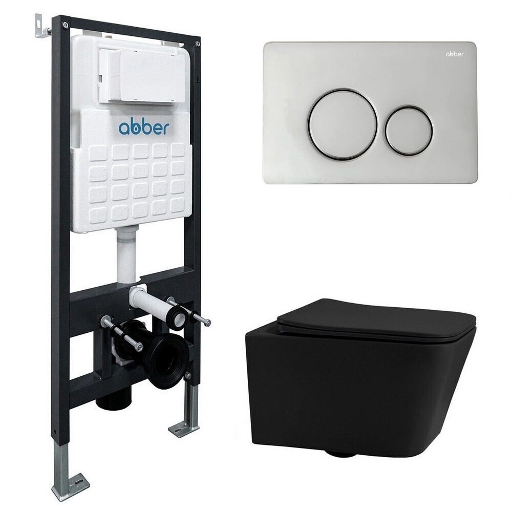 Изображение товара Комплект инсталляции Abber Rechteck с унитазом и кнопкой