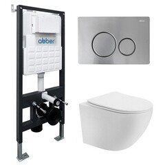 Комплект инсталляции Abber с унитазом Bequem с кнопкой хром и сиденьем микролифт (AC1100T-AC0105-AC0121MCH) - фото 1
