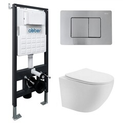 Комплект инсталляции Abber с унитазом Bequem с кнопкой хром и сиденьем микролифт (AC1100T-AC0105-AC0120MCH) - фото 1