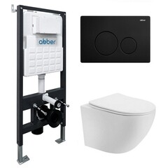 Комплект инсталляции Abber с унитазом Bequem с кнопкой черной и сиденьем микролифт (AC1100T-AC0105-AC0121MB) - фото 1