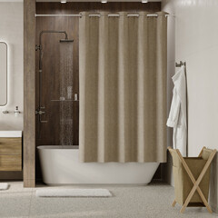 Изображение товара Штора для ванны WasserKraft Isen 2000х2000 мм полиэстер бежевая (SC-40102)