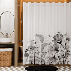 Изображение товара Штора для ванны WasserKraft Dill 2000х2000 мм полиэстер черная/белая (SC-39102)