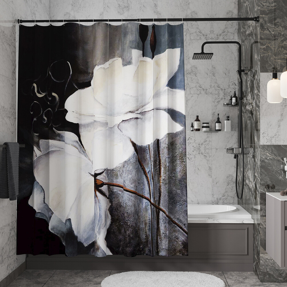 

Штора для ванны WasserKraft Ammer 2000х1800 мм полиэстер разноцветная (SC-70102), Белый;черный