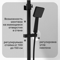 Душевая система Corsa Deco TX с верхним душем с лейкой с изливом черная (SSFTX250QB) - фото 2