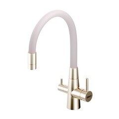 Изображение товара Смеситель для кухни Esko Coral бежевый/золото с высоким изливом с подключением к фильтру однорычажный (CL03GBG)