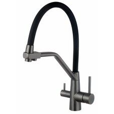Смеситель для кухни Esko графит/черный с высоким изливом с подключением к фильтру однорычажный (K25GMB)