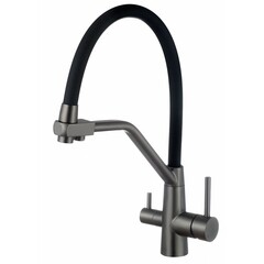 Смеситель для кухни Esko графит/черный с высоким изливом с подключением к фильтру однорычажный (K25GMB) - фото 1