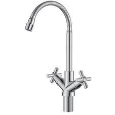 Смеситель для кухни Voda Dive хром с гибким изливом двухвентильный (DV519flex)