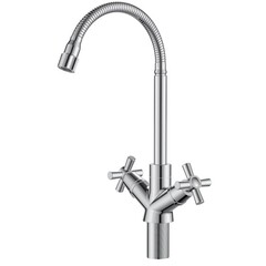 Изображение товара Смеситель для кухни Voda Dive хром с гибким изливом двухвентильный (DV519flex)