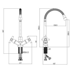 Смеситель для кухни Voda Dive хром с гибким изливом двухвентильный (DV519flex) - фото 2