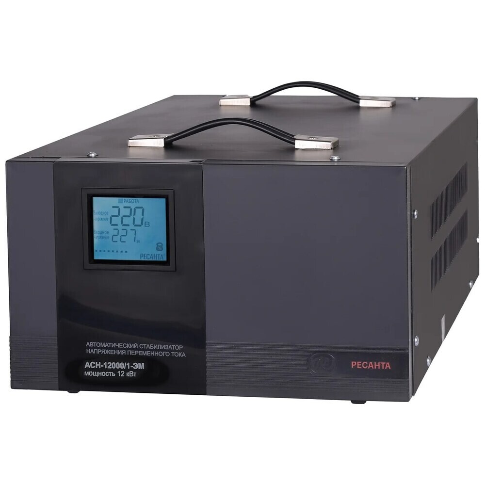 Изображение товара Стабилизатор напряжения Ресанта АСН-12 000 -1-ЭМ однофазный 220 В 12 кВт напольный