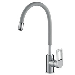 Смеситель для кухни Rossinka Z хром/серый с гибким изливом однорычажный (Z35-35U-Gray) - фото 1