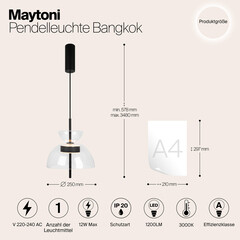 Светильник светодиодный подвесной Maytoni Bangkok 3000К 12 Вт 4 кв.м черный IP20 (MOD185PL-L6B3K2) - фото 2