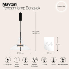 Светильник светодиодный подвесной Maytoni Bangkok 3000К 12 Вт 2 кв.м черный IP20 (MOD185PL-L6B3K3) - фото 2