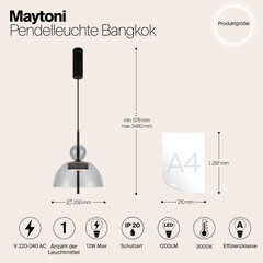 Светильник светодиодный подвесной Maytoni Bangkok 3000К 12 Вт 2 кв.м черный IP20 (MOD185PL-L11B3K1) - фото 2