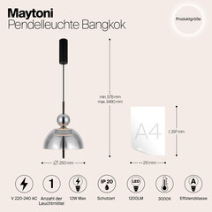 Светильник светодиодный подвесной Maytoni Bangkok 3000К 12 Вт 12 кв.м черный IP20 (MOD185PL-L6B3K4) - фото 3