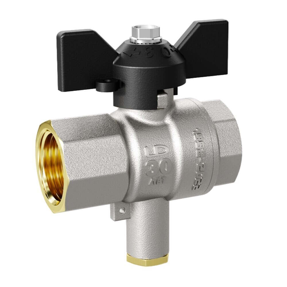 Кран шаровой латунный LD Pride 1/2 ВР(г) х 1/2 ВР(ш) для подключения манометра бабочка прямой (LD 45.392.15)