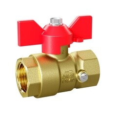 Кран шаровой латунный LD Pride 1/2 ВР(г) х 1/2 ВР(ш) для подключения манометра бабочка прямой (44.15.В-В.2М.Б Ру40 RD)
