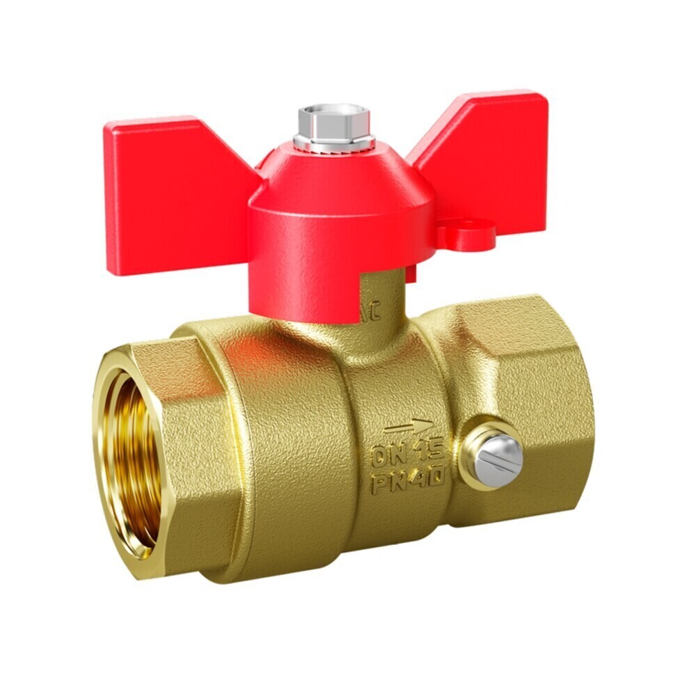 Кран шаровой латунный LD Pride 1/2 ВР(г) х 1/2 ВР(ш) для подключения манометра бабочка прямой (LD 44.392.15 R)