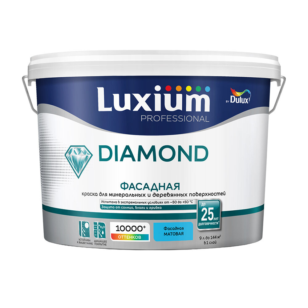 Изображение товара Фасадная акриловая краска Dulux/Luxium Professional Diamond 9 л бесцветная