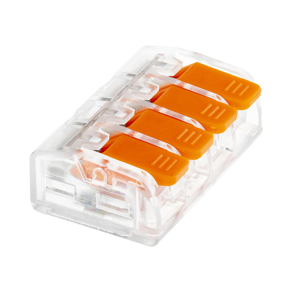 Изображение товара Клемма на 4 провода Duwi 223-414 0,5-4 кв.мм прозрачные без пасты, 20 шт.