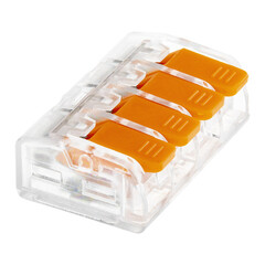 Изображение товара Клемма на 4 провода Duwi СМК 223-414 4 кв.мм с рычажками без пасты (5 шт.) (26614 3)