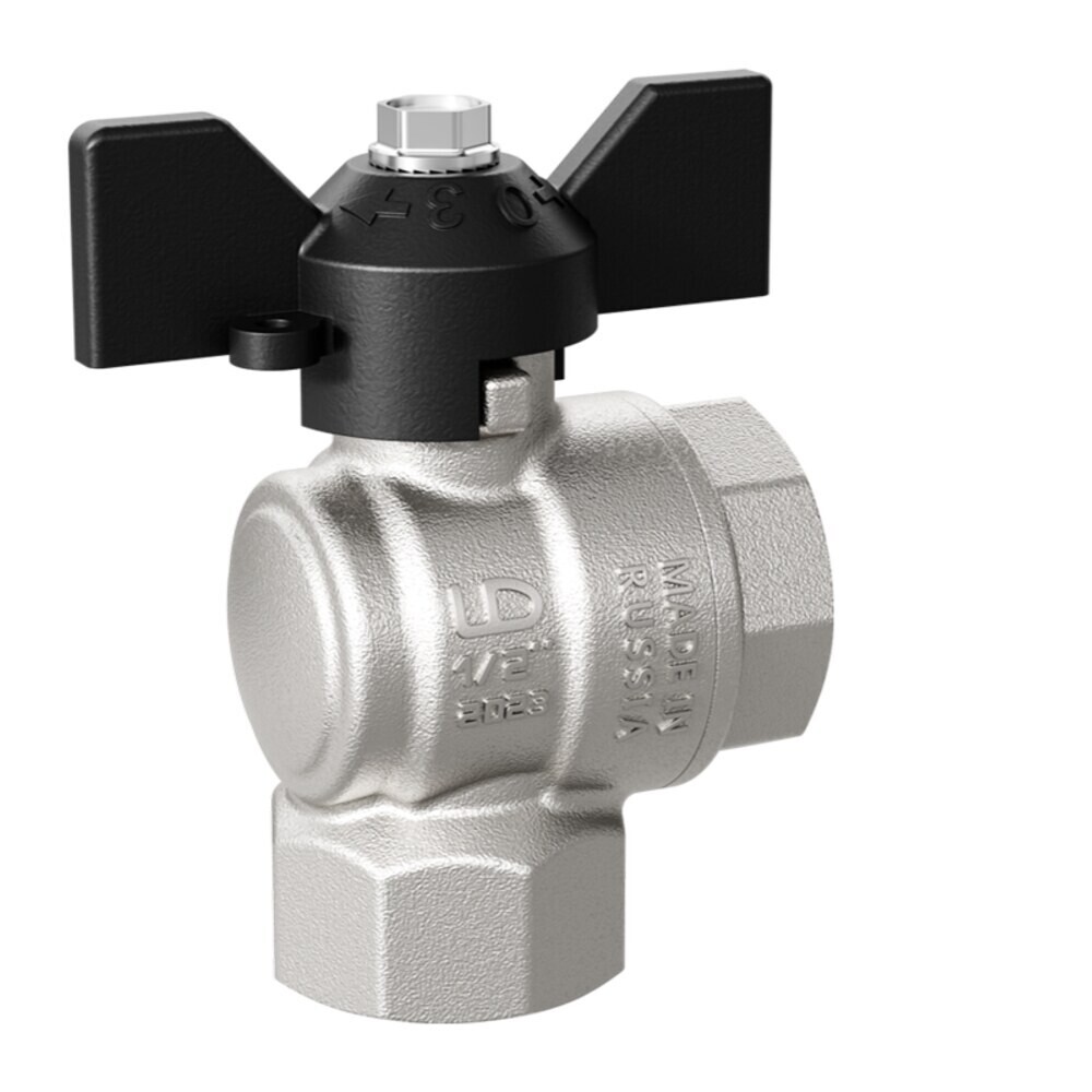 Кран шаровой латунный LD Pride 1/2 ВР(г) х 1/2 ВР(г) бабочка угловой (LD 47.210.15)