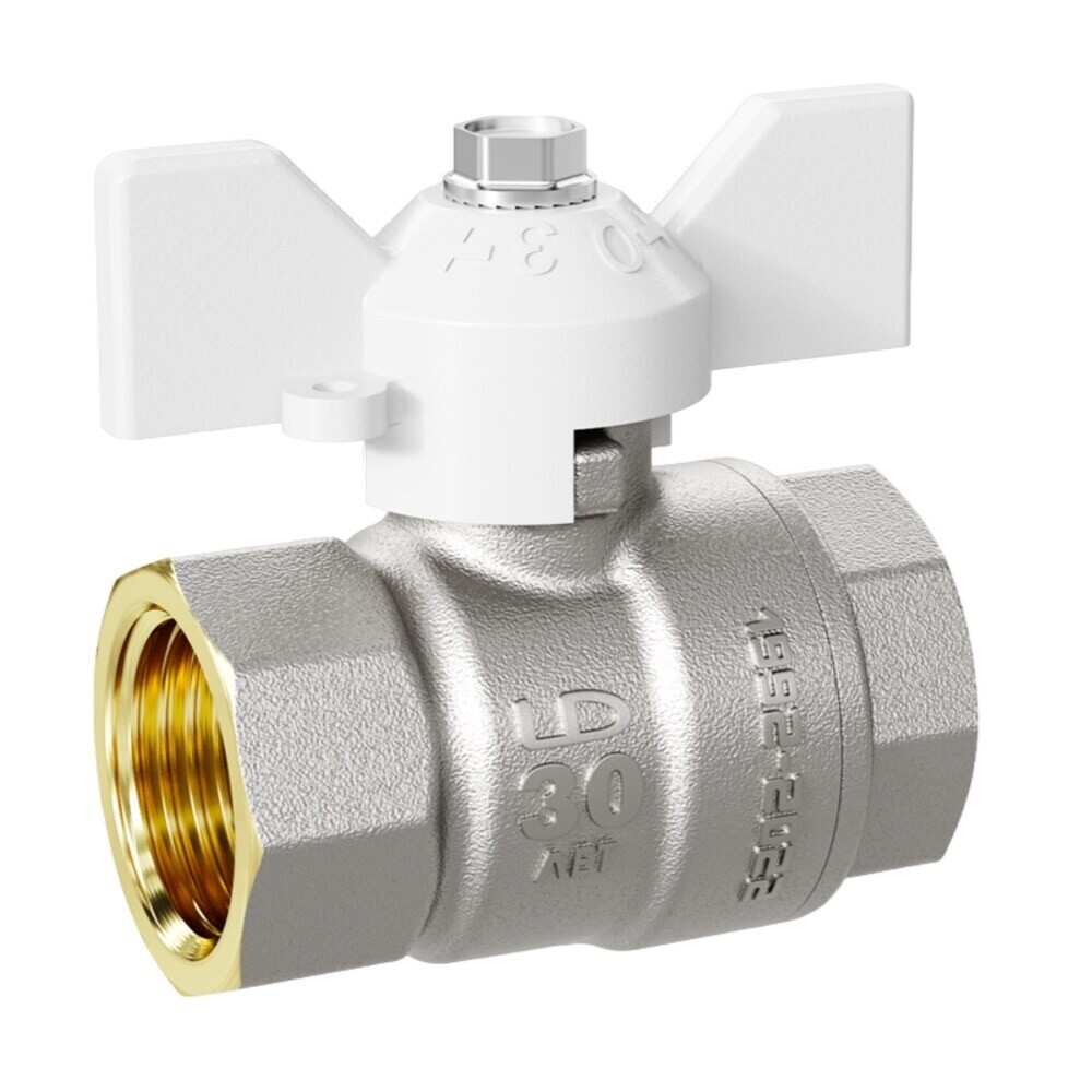 Кран шаровой латунный LD Pride 1/2 ВР(г) х 1/2 ВР(г) бабочка прямой (LD 47.310.15 W)