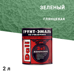 Изображение товара Грунт-эмаль по ржавчине 3в1 Dali зеленая молотковая глянцевая 2 л
