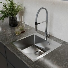 Мойка для кухни Mixline Pro 50х50х20 см врезная с сифоном сталь сатин (547229) - фото 5