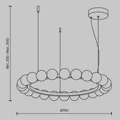 Люстра светодиодная подвесная Maytoni Ambre 42 Вт 3000К 21 кв.м (MOD331PL-L42BS3K) - фото 3