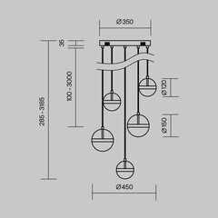 Люстра светодиодная подвесная Maytoni Area 58 Вт 3000К 25 кв.м (MOD295PL-L60BBS3K) - фото 2