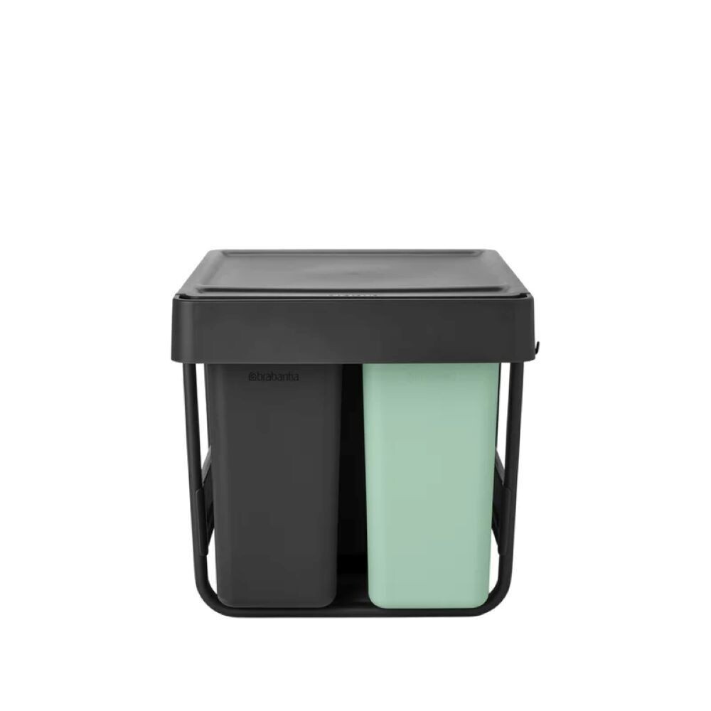 

Набор ведер для мусора Brabantia Sort & Go с крышкой 10/10/20 л пластик темно-серый/мятно-голубой, Серый;голубой;разноцветный