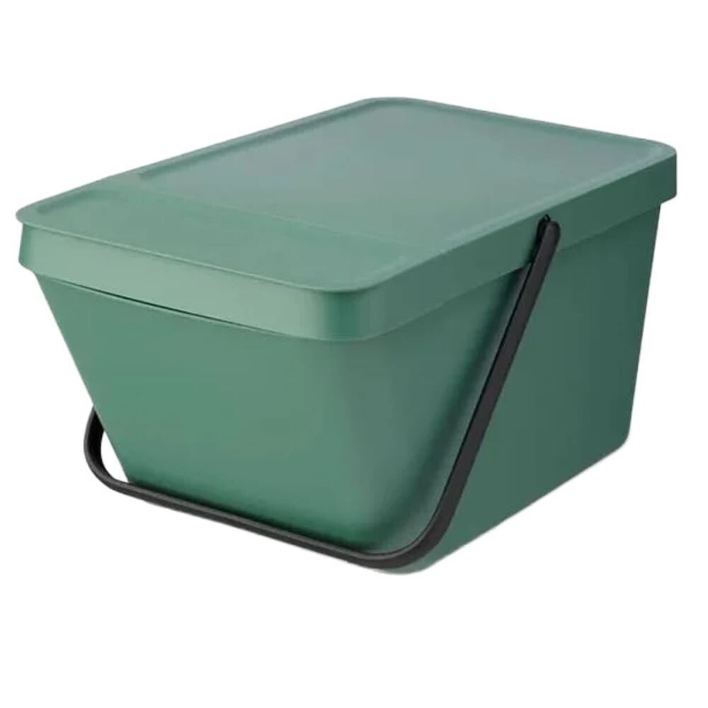 

Ведро для мусора Brabantia Sort & Go с крышкой 20 л пластик темно-зеленое, Зеленый