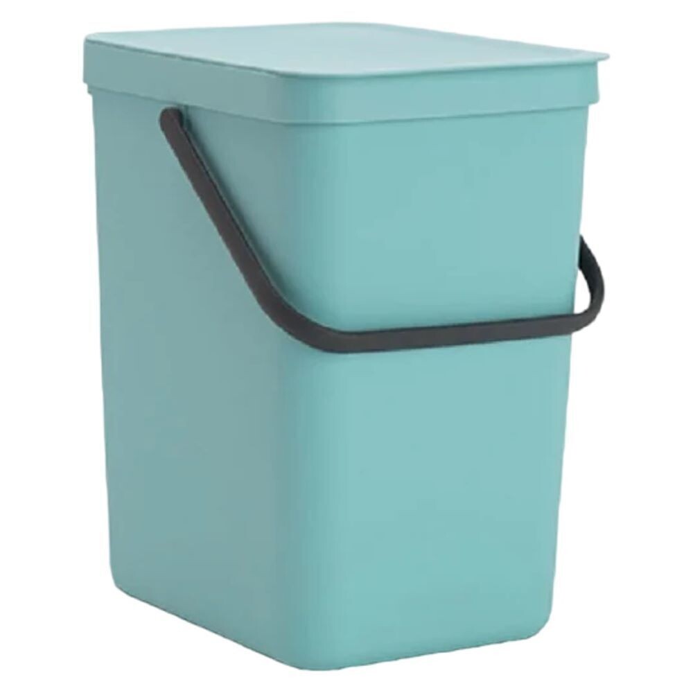 

Ведро для мусора Brabantia Sort & Go с крышкой 25 л пластик мятное, Голубой