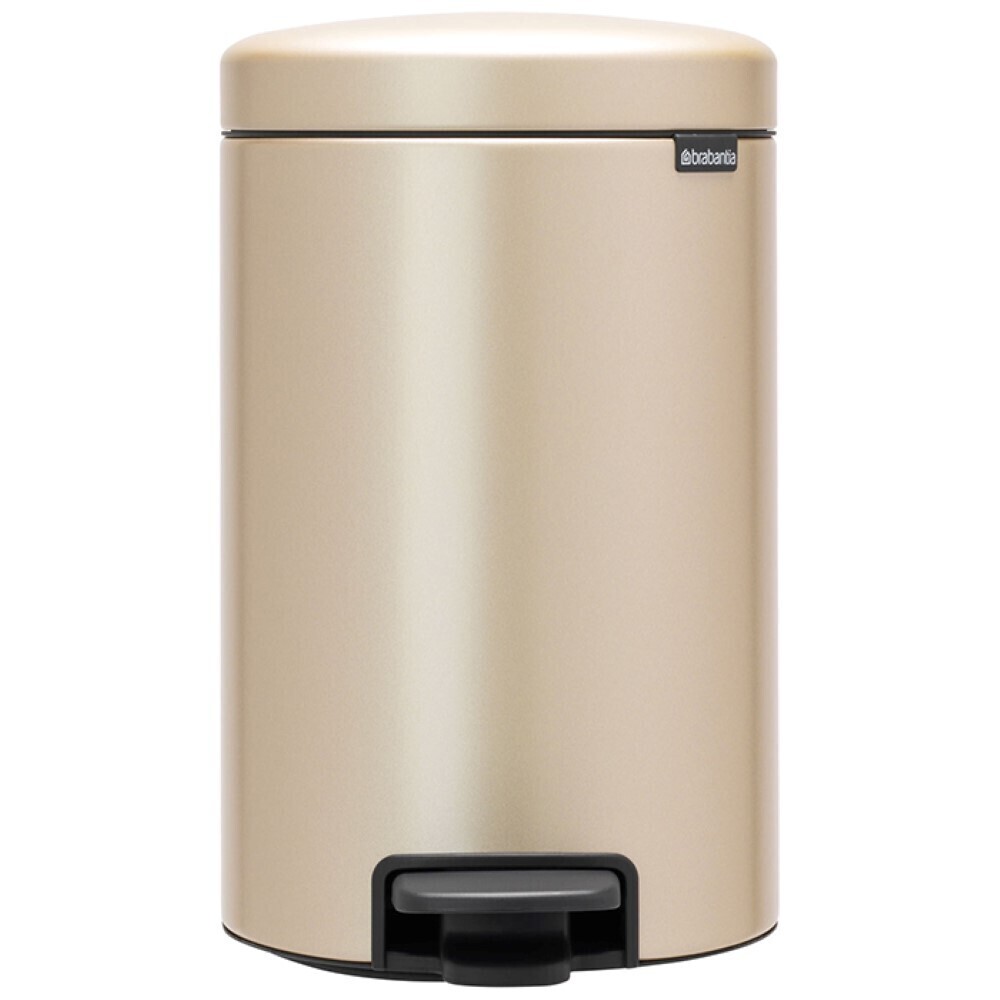 

Ведро для мусора Brabantia NewIcon с крышкой 12 л металл шампань с педалью, Золото