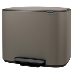 Ведро для мусора Brabantia Bo Pedal Bin с крышкой двухсекционное 23/11 л металл платиновое с педалью